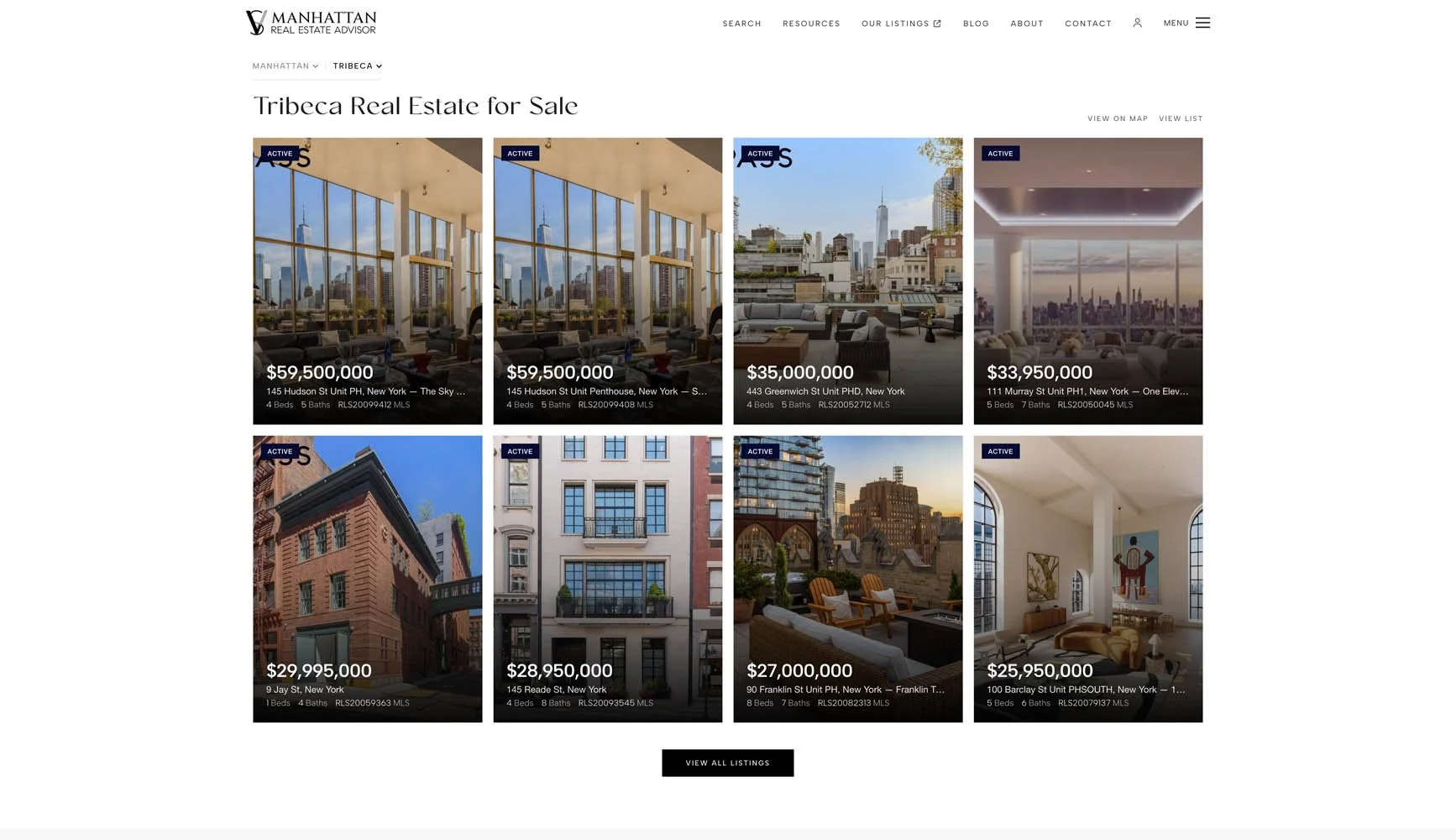 Tribeca neighborhood page on Manhattan Real Estate Advisor